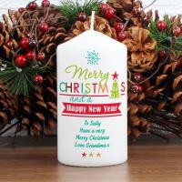 Personalised Bright Christmas Pillar Candle Extra Image 1 Preview
